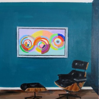 Eames Chair with Abstract Painting (after Sonia Delaunay)