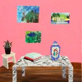Pink Room with Marble Table