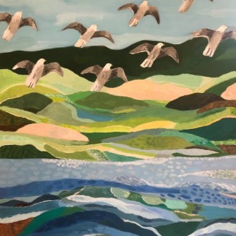 Birds over River Valley
