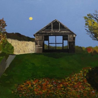 Open Air Garage with Early Yellow Moon
