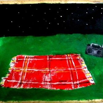 red-flannel-blanket-with-boombox